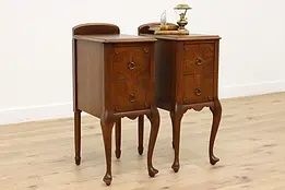Pair of Traditional Antique Walnut Nightstands or End Tables #45691