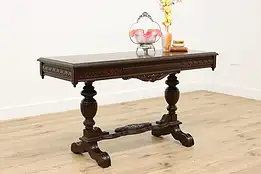 Tudor Design Antique Walnut Sofa Table Hall Console, Drawer #46039