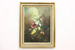 Floral Still Life Vintage Original Oil Painting, Morro 39" #46461