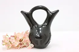 Native American Vintage Blackware Pottery Wedding Vase #46403