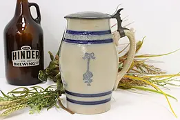 German Antique Stoneware & Pewter "Prosit" Beer Stein or Mug #45863