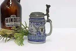 Farmhouse Antique Silverplate & Oak Beer Stein w/ Flowers, St. Louis