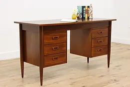 Midcentury Modern Dutch 1968 Vintage Walnut Office Desk #47228