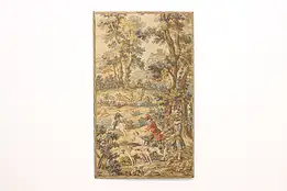 French Stag Hunt & Castle Vintage 60" Tapestry, JP Paris #46055