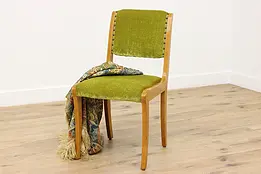 Midcentury Modern Vintage Side Chair, Green Upholstery #47293