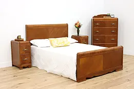 Art Deco Waterfall Vintage 4 Pc. Bedroom Set, Full Size Bed #37714