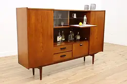 Midcentury Modern Vintage Teak Wall Unit Bar Display Cabinet #47230