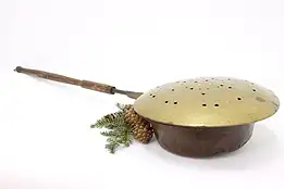 Farmhouse Antique Brass & Iron Bed Warmer, Heart Motifs #46473