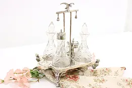 Victorian Antique Silverplate & Glass Castor Condiment Set #46070