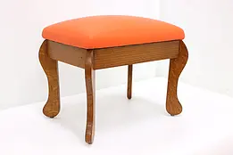 Arts & Crafts Design Vintage Footstool, Orange Leather #46987