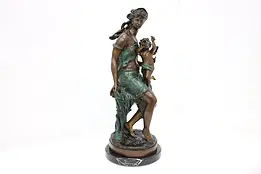 Woman & Cherub French Vintage Bronze Sculpture, Moreau #45762