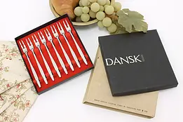 Set of 8 Vintage Stainless Appetizer Cocktail Forks, Dansk #46982