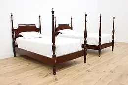 Pair of Antique Georgian Mahogany Twin Size Poster Beds #47377