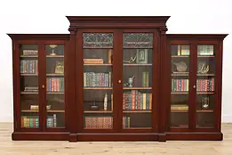 Neoclassical Antique Mahogany Triple Office Library Bookcase #47282