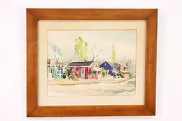 Street Scene Vintage Original Watercolor Painting Bern 21" #47222