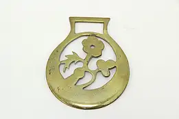 Horse Vintage Brass Harness Medallion, Flower #45904