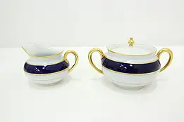 French Vintage Cobalt Blue Cream & Sugar Set, Haviland #46142