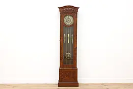 German Antique Mahogany Tall Case Grandfather Clock, Isgus #44613