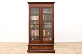 Traditional Antique Walnut & Burl Office or Library Bookcase #47257
