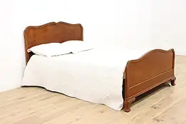 French Design Vintage Mahogany & Birch Full Double Size Bed #41102