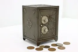 Victorian Cast Iron Antique Combination Safe Coin Bank Signed #46208