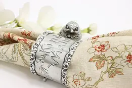 Victorian Antique Silverplate Bird & Kind Wishes Napkin Ring #46822