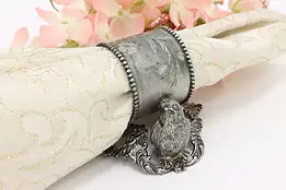 Victorian Antique Silverplate Napkin Ring, Birds & Flowers #46828