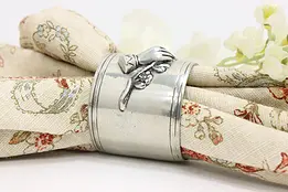 Victorian Antique Silverplate Napkin Ring, Hand w/ Flowers #46836
