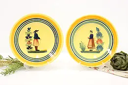 Pair of Hand Painted Vintage Henriot Quimper Plates #44021