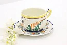 French Brittany Vintage Quimper Hand Painted Cup & Saucer #44033