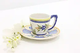 French Brittany Vintage Quimper Hand Painted Cup & Saucer #44035