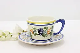 French Brittany Vintage Quimper Hand Painted Cup & Saucer #44032