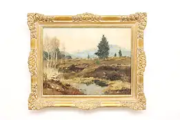 Marshland & Trees Vintage Original Oil Painting, Burger 39"  #47593