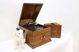 Victor Antique VV-VIII Victrola Tabletop Phonograph, Records #37459