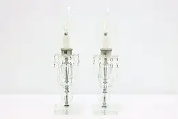 Pair of Vintage Glass & Prism Boudoir Lamps, Grape Motifs #47338