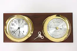 Industrial Vintage Brass Ship Clock & Barometer Seth Thomas #46672