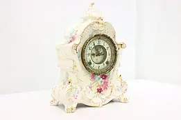 Victorian Antique Royal Bonn Porcelain Mantel Clock, Ansonia #47113