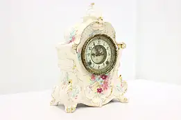 Victorian Antique Royal Bonn Porcelain Mantel Clock, Ansonia #47113