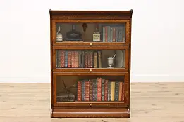Gunn 3 Stack Antique Oak Lawyer Bookcase or Display Cabinet #45459