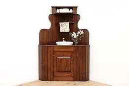 Farmhouse Antique Pine Country Dry Sink & Corner Cupboard #47547
