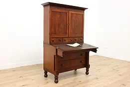 Empire Antique Mahogany Secretary Desk & Bookcase #47567