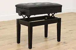 Tufted Vinyl Vintage Adjustable Piano Bench w/Storage #39357