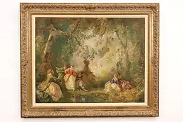 Garden Party Antique Original Oil Painting, Williams 45" #47426