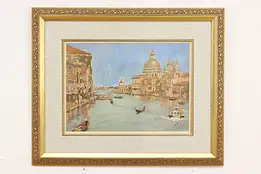 Venice Grand Canal Vintage Original Oil Painting Signed 31" #46680