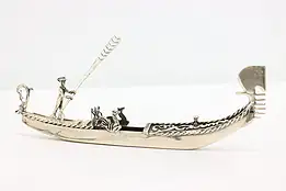 Italian Vintage .800 Silver Gondola Sculpture, Sea Horses #47011