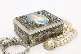 Renoir Portrait Medallion Silverplate Vintage Jewelry Box #47733