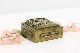 Chinese Antique Brass Jewelry or Keepsake Box, Flowers #46674