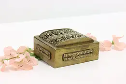 Chinese Antique Brass Jewelry or Keepsake Box, Flowers #46674