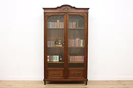 French Antique Mahogany Office Bookcase or Display Cabinet #37707