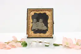 Victorian Antique 1840s Daguerreotype Photograph Twin Babies #44917